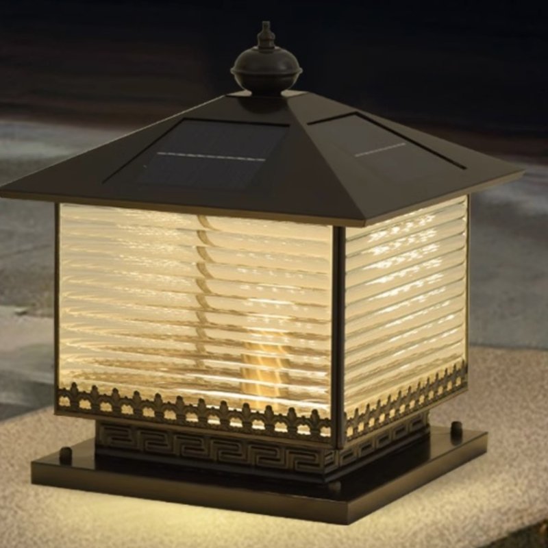 Syvenira Vintage Solar Pagoda Glass Outdoor Light-Neutral Decor
