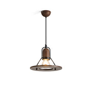 Lioren Pendant Lamp in black and walnut finish, shown from the front.