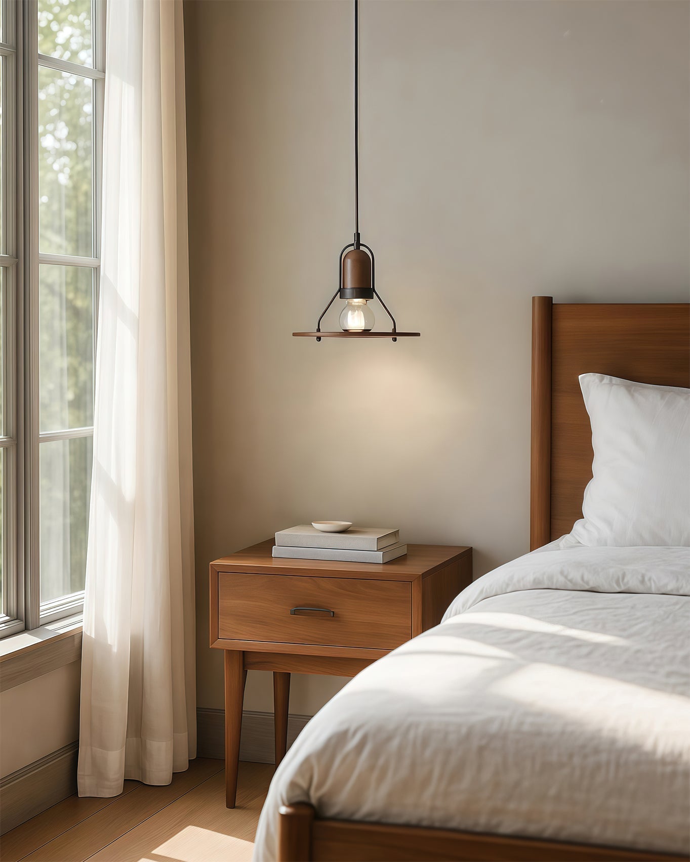 View of the Lioren Pendant Lamp from below, showing the bulb housing.
