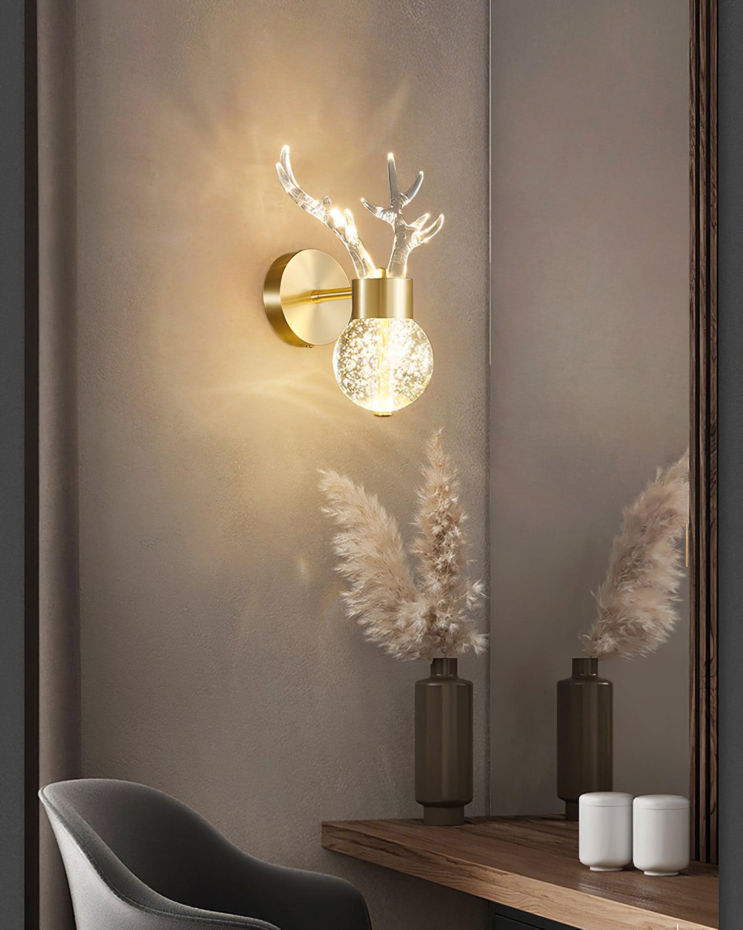 Cexi Postmodern Luxury Deer Crystal Wall Lamp-Neutral Decor