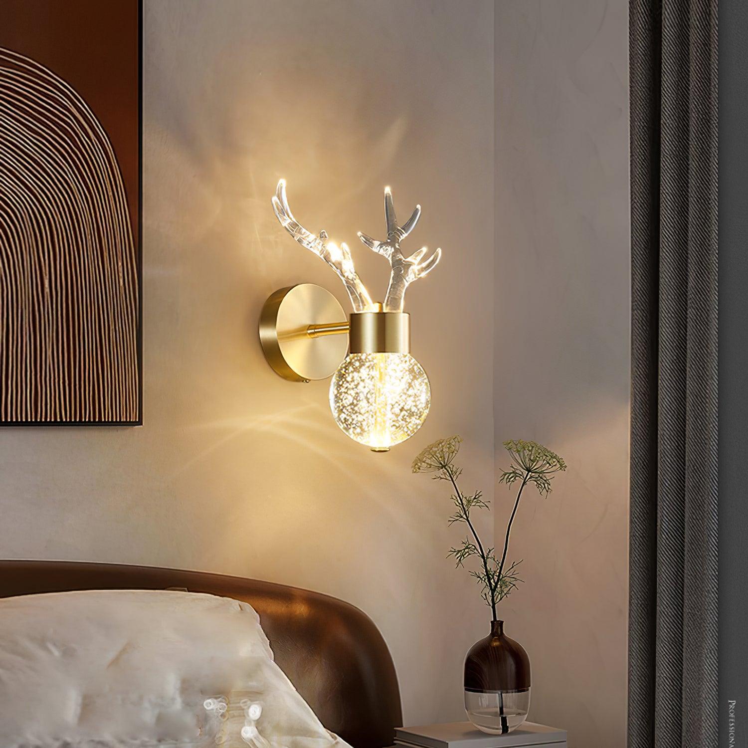 Cexi Postmodern Luxury Deer Crystal Wall Lamp-Neutral Decor