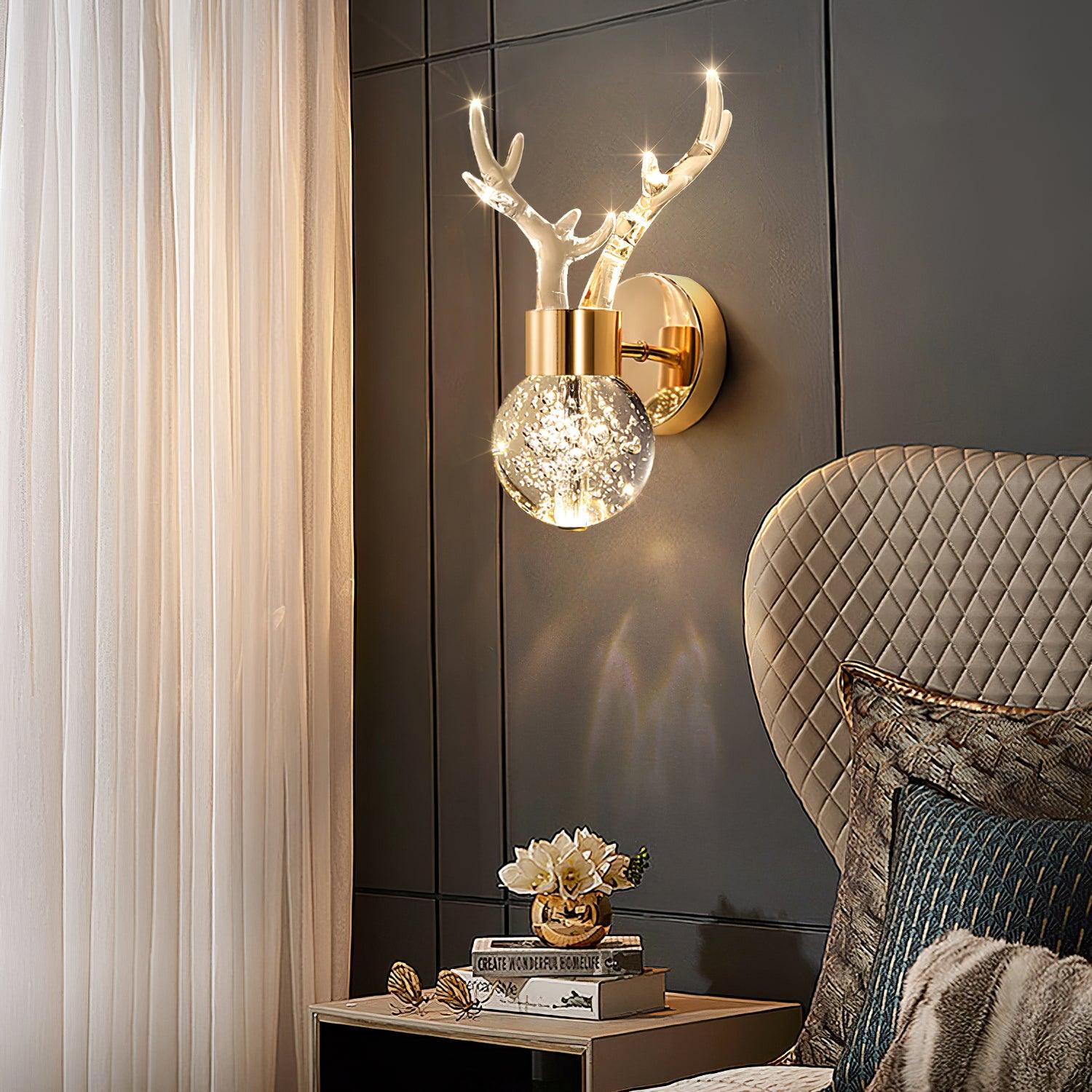 Cexi Postmodern Luxury Deer Crystal Wall Lamp-Neutral Decor