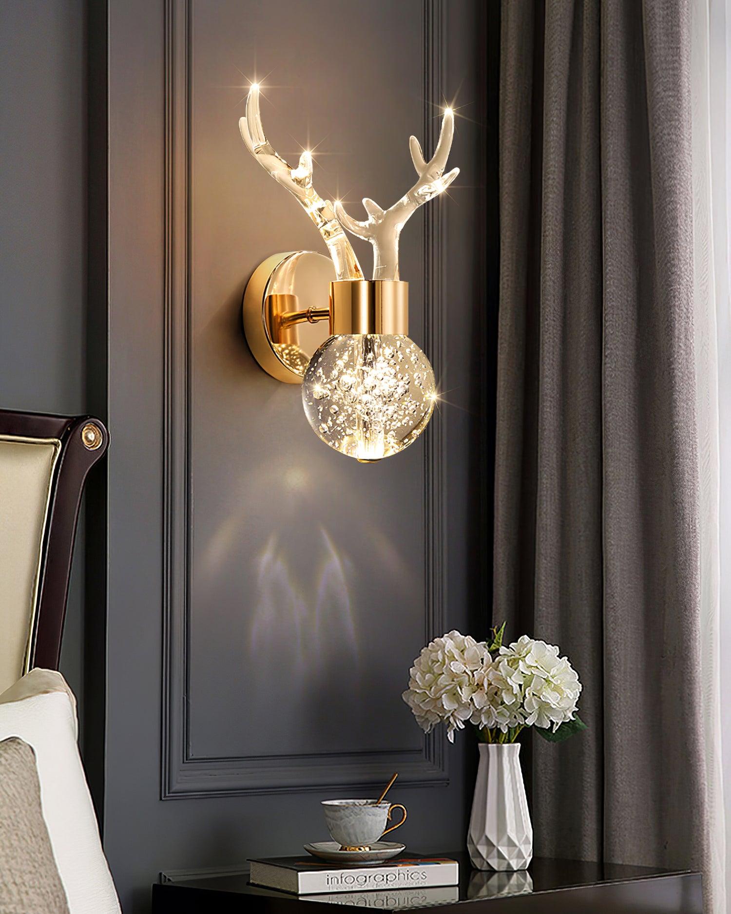 Cexi Postmodern Luxury Deer Crystal Wall Lamp-Neutral Decor