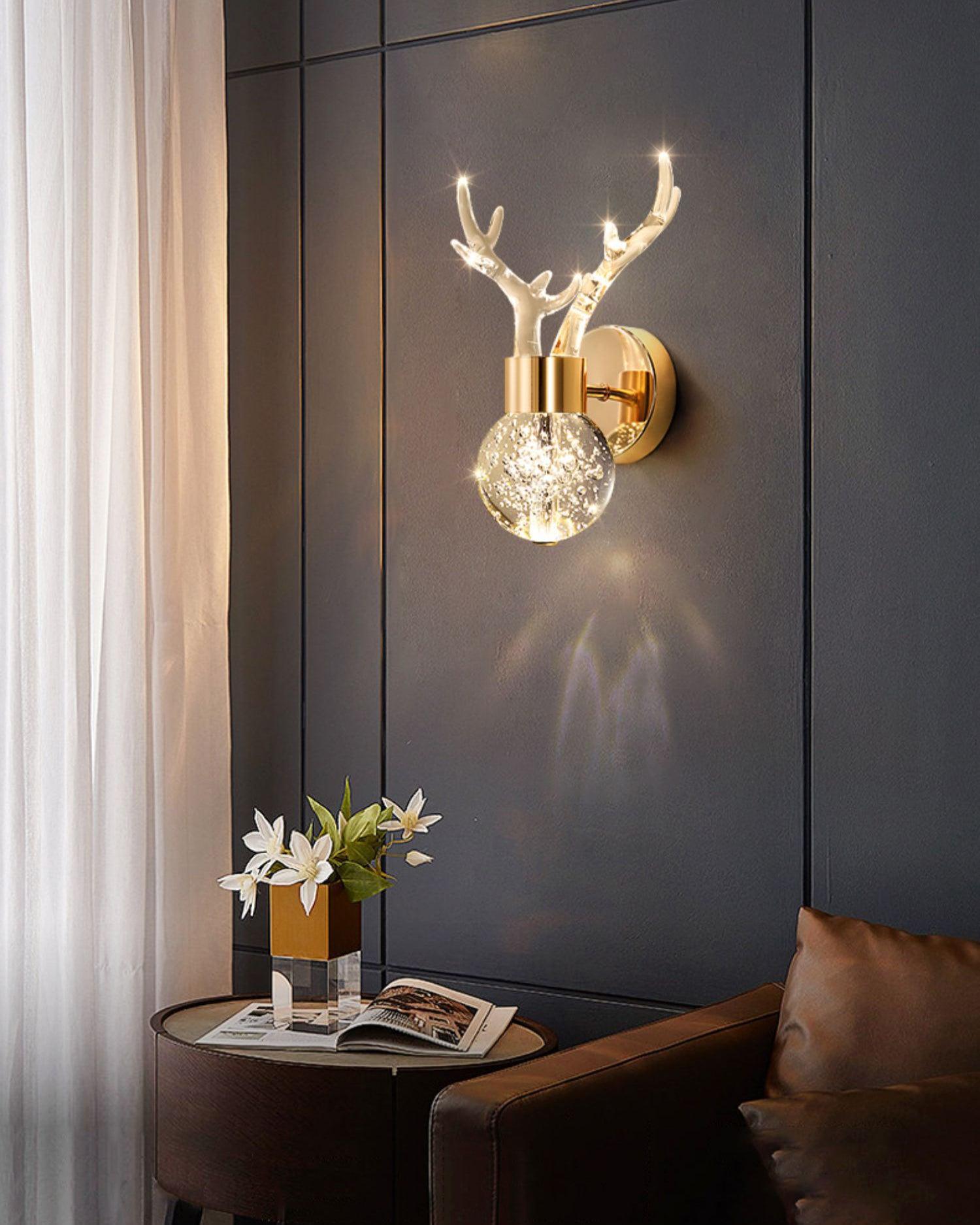 Cexi Postmodern Luxury Deer Crystal Wall Lamp-Neutral Decor
