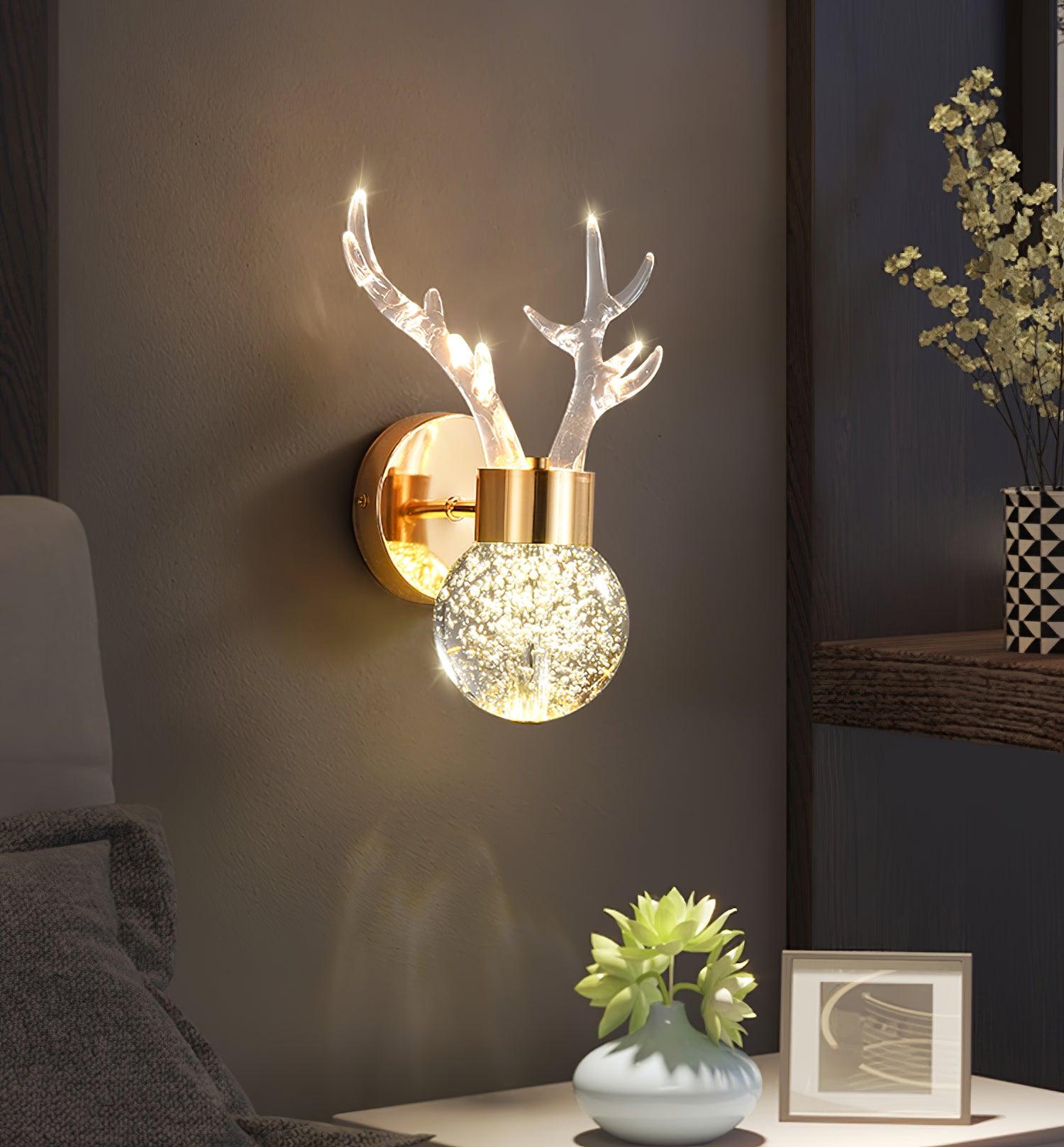 Cexi Postmodern Luxury Deer Crystal Wall Lamp-Neutral Decor
