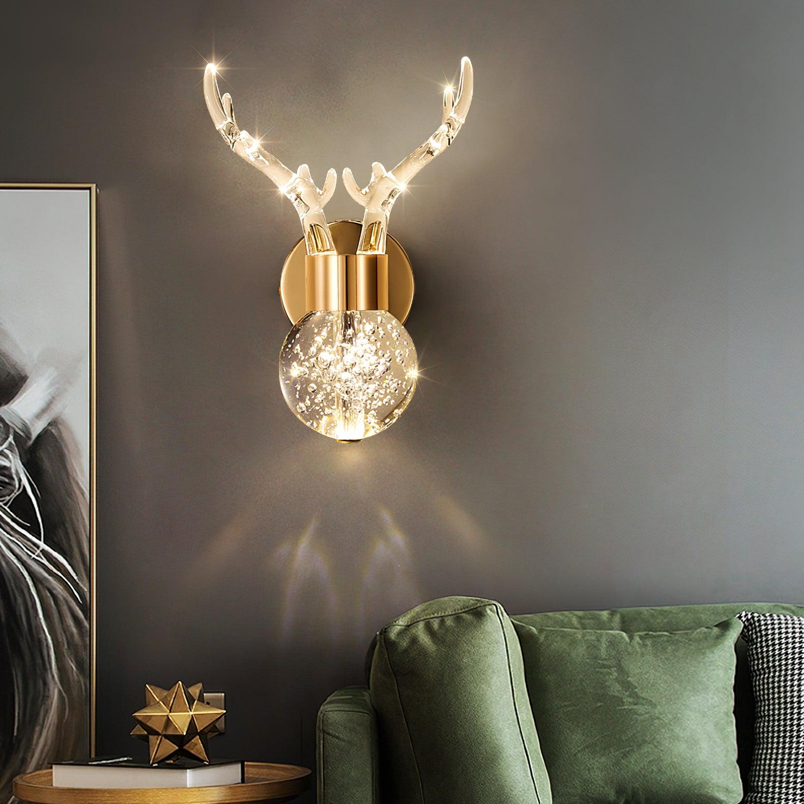 Cexi Postmodern Luxury Deer Crystal Wall Lamp-Neutral Decor