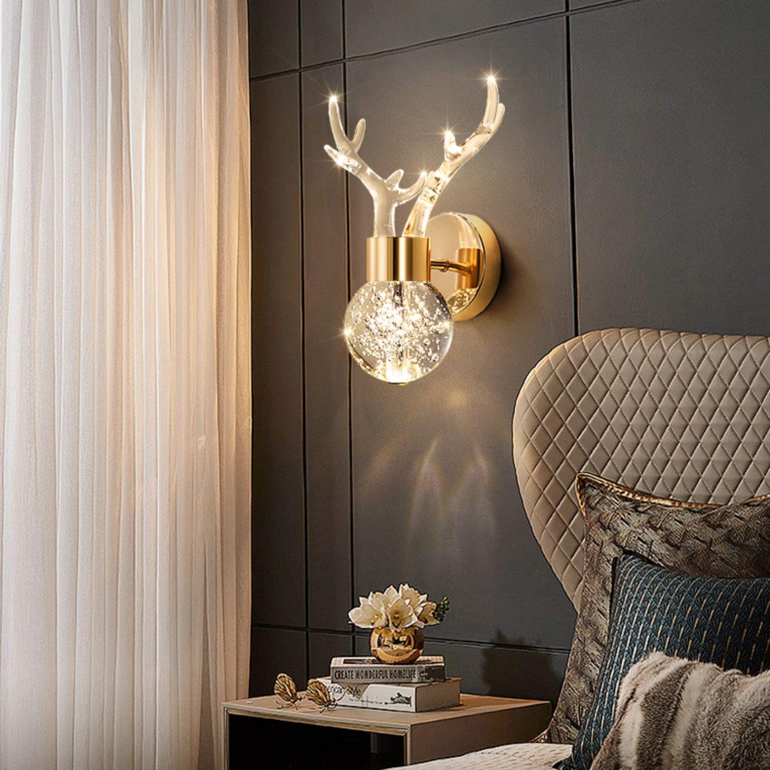Cexi Postmodern Luxury Deer Crystal Wall Lamp-Neutral Decor