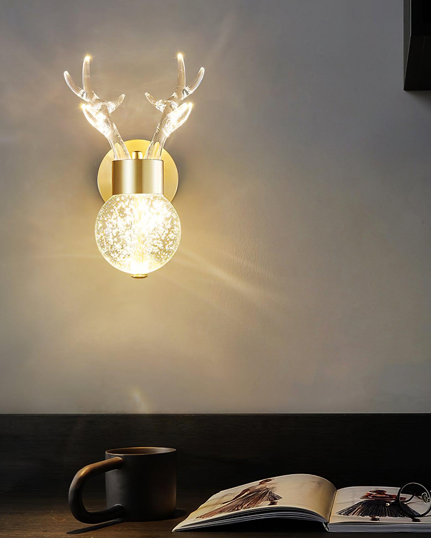 Cexi Postmodern Luxury Deer Crystal Wall Lamp-Neutral Decor