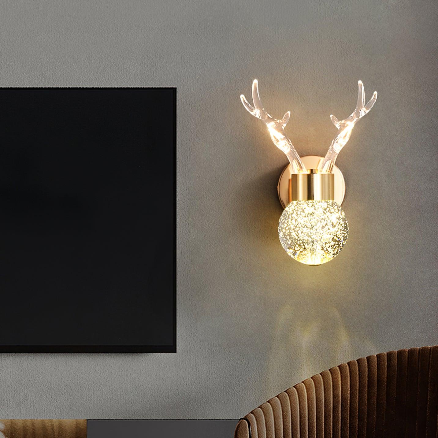 Cexi Postmodern Luxury Deer Crystal Wall Lamp-Neutral Decor