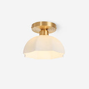Veya Brass Base and Opal Glass Flush Mount Ceiling Light-Neutral Decor