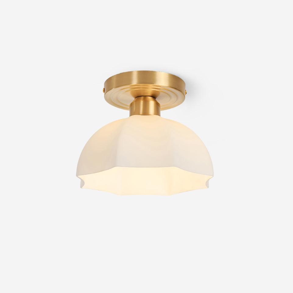 Veya Brass Base and Opal Glass Flush Mount Ceiling Light-Neutral Decor