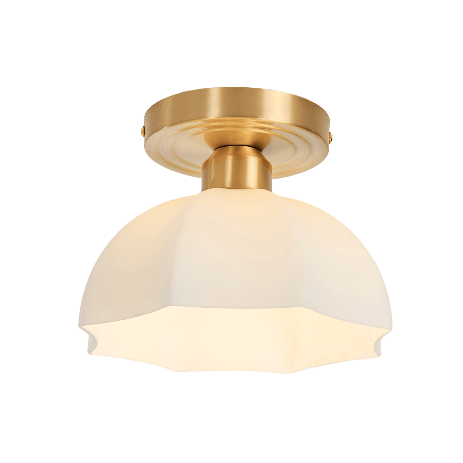 Veya Brass Base and Opal Glass Flush Mount Ceiling Light-Neutral Decor