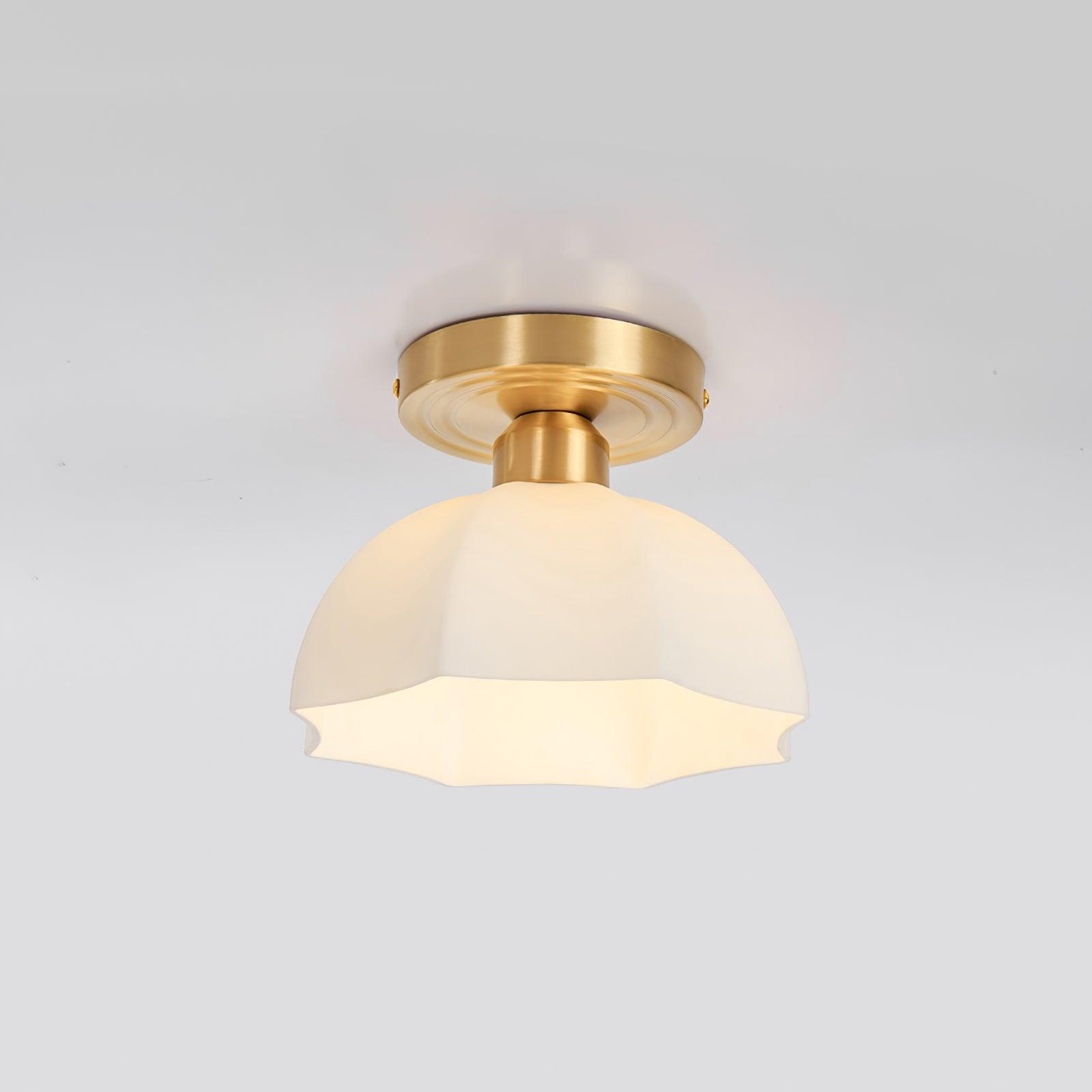 Veya Brass Base and Opal Glass Flush Mount Ceiling Light-Neutral Decor