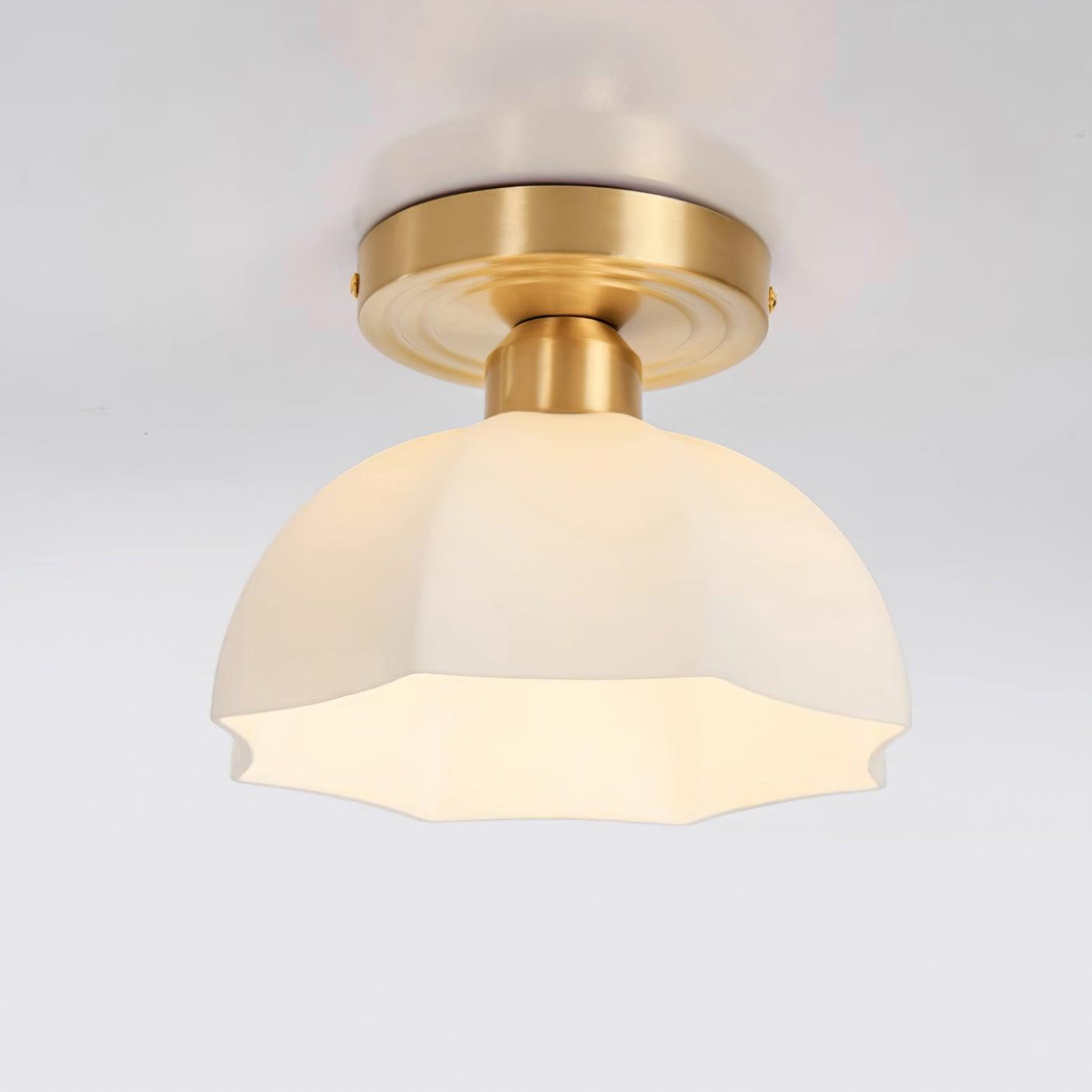 Veya Brass Base and Opal Glass Flush Mount Ceiling Light-Neutral Decor