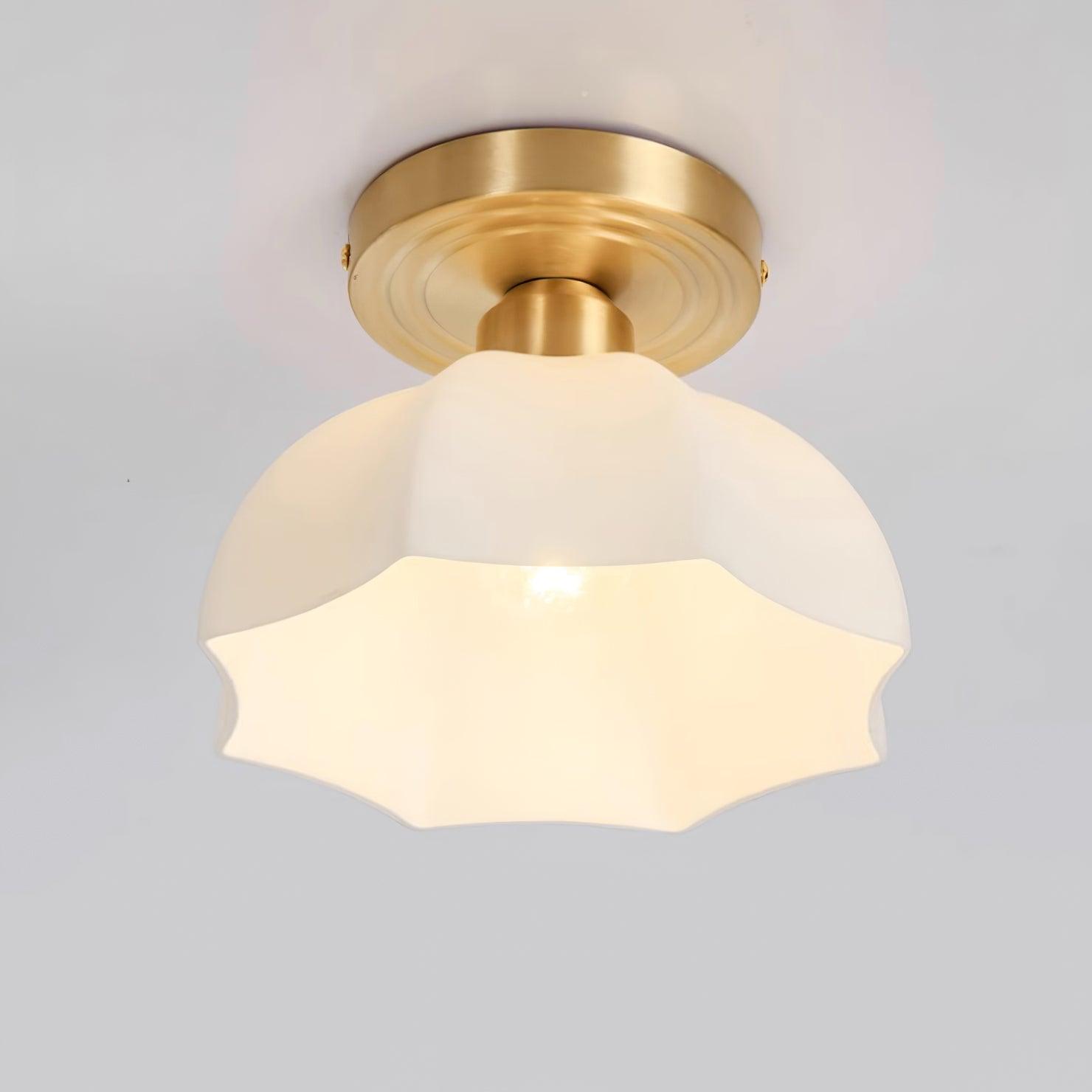 Avelin Brass Base and Opal Glass Flush Mount Ceiling Light