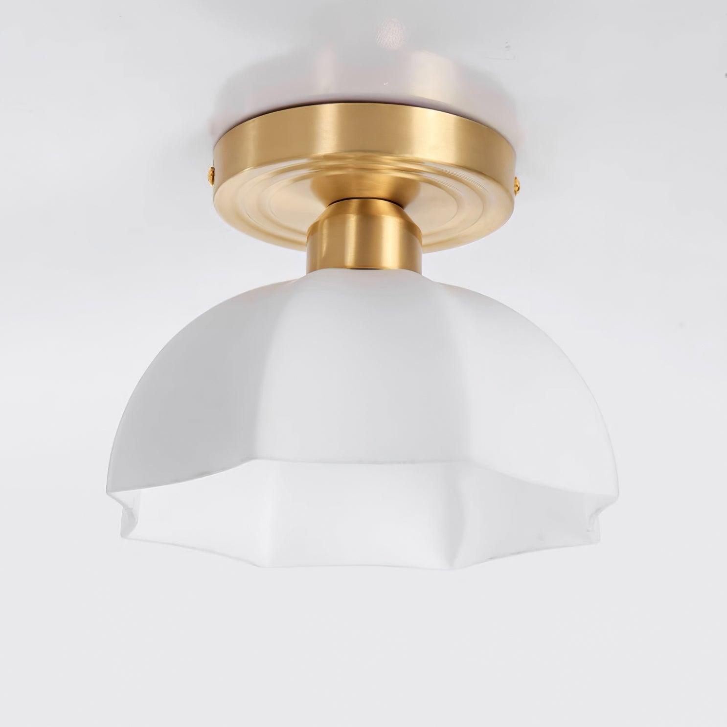 Veya Brass Base and Opal Glass Flush Mount Ceiling Light-Neutral Decor