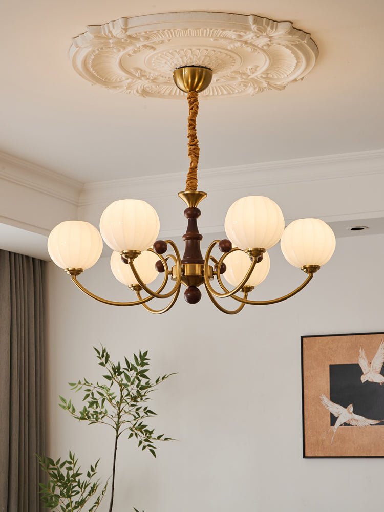 Omirara Traditional Elegance Vintage Wood Chandelier-Neutral Decor