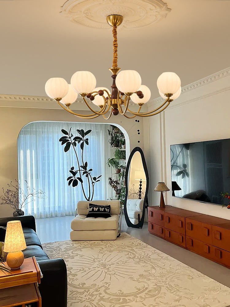 Omirara Traditional Elegance Vintage Wood Chandelier-Neutral Decor
