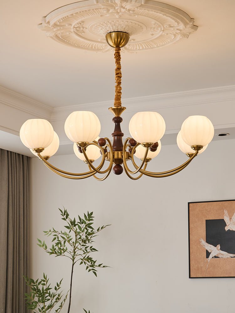 Omirara Traditional Elegance Vintage Wood Chandelier-Neutral Decor