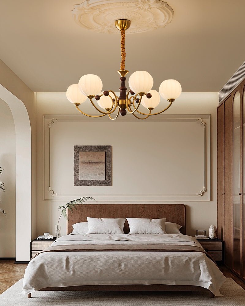 Omirara Traditional Elegance Vintage Wood Chandelier-Neutral Decor