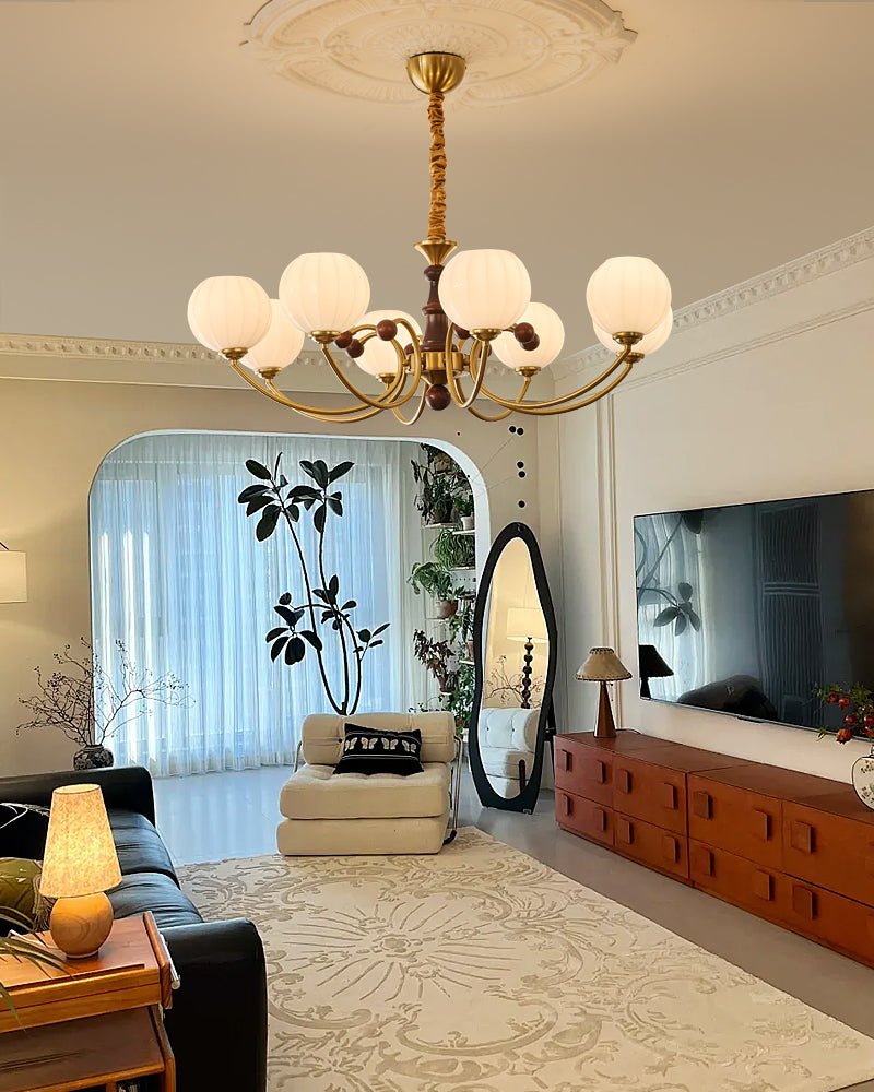 Omirara Traditional Elegance Vintage Wood Chandelier-Neutral Decor
