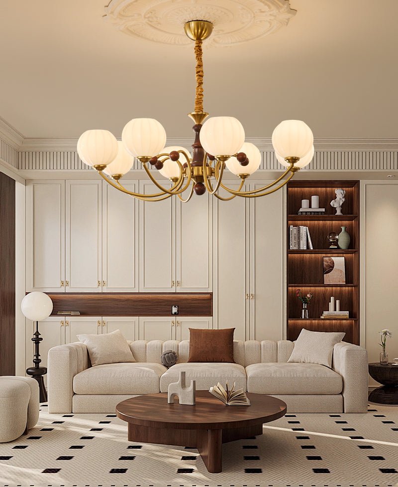 Omirara Traditional Elegance Vintage Wood Chandelier-Neutral Decor