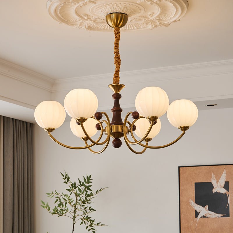 Omirara Traditional Elegance Vintage Wood Chandelier-Neutral Decor