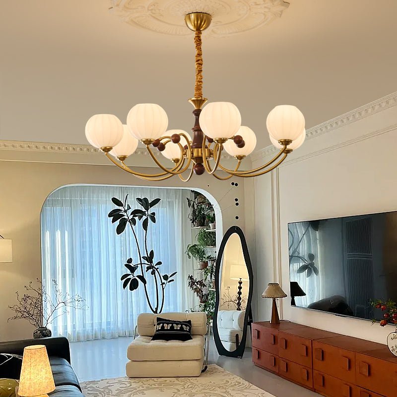 Omirara Traditional Elegance Vintage Wood Chandelier-Neutral Decor