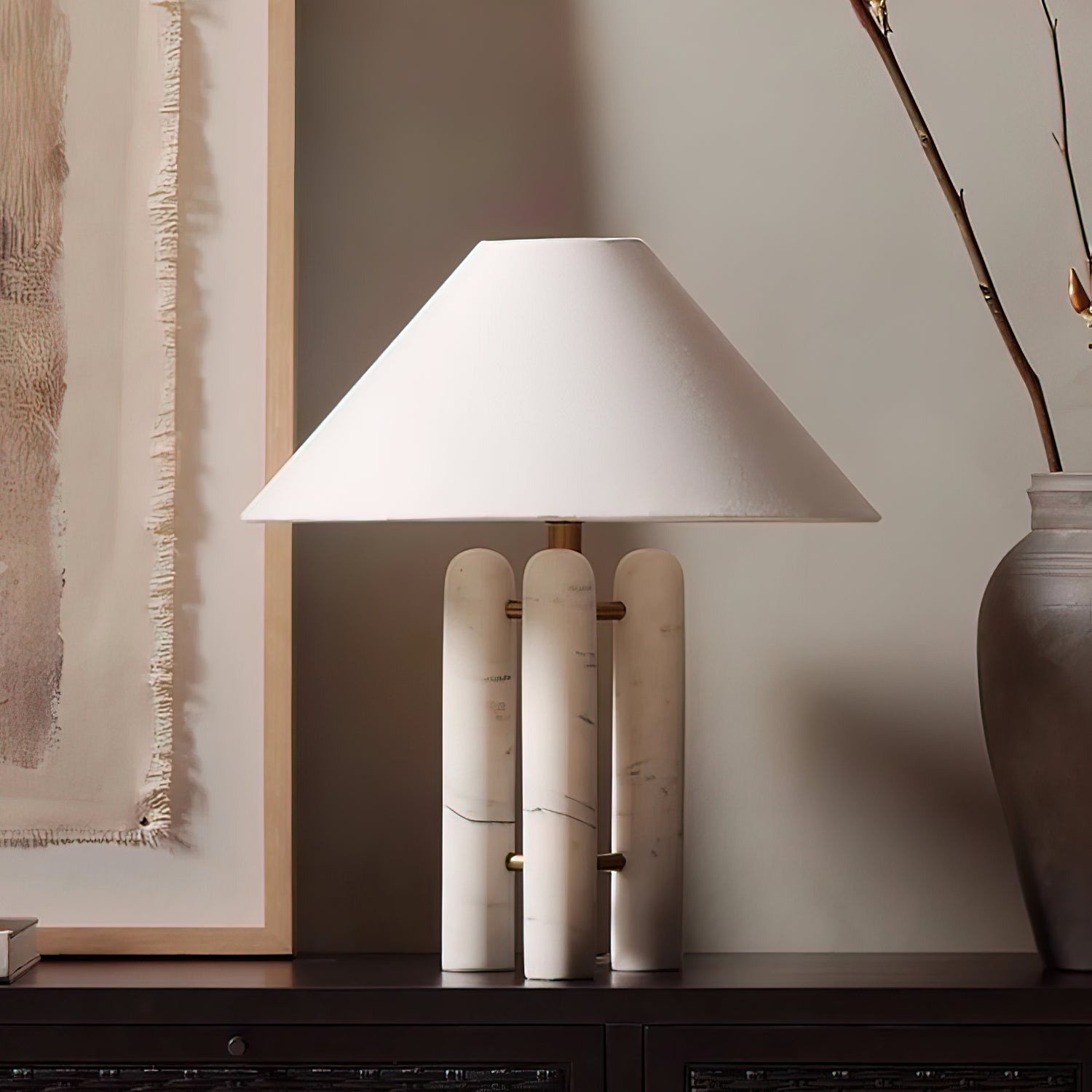 Trio Marble Modern Table Lamp-Neutral Decor