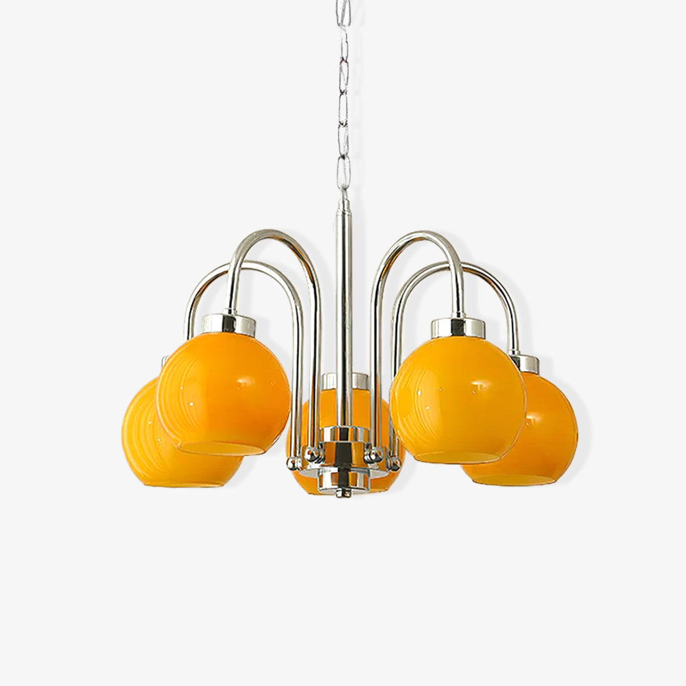 Lustra Chandelier Yellow Glass Globes-Neutral Decor