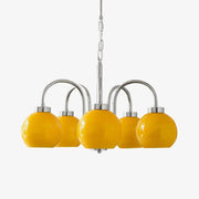 Lustra Chandelier Yellow Glass Globes-Neutral Decor