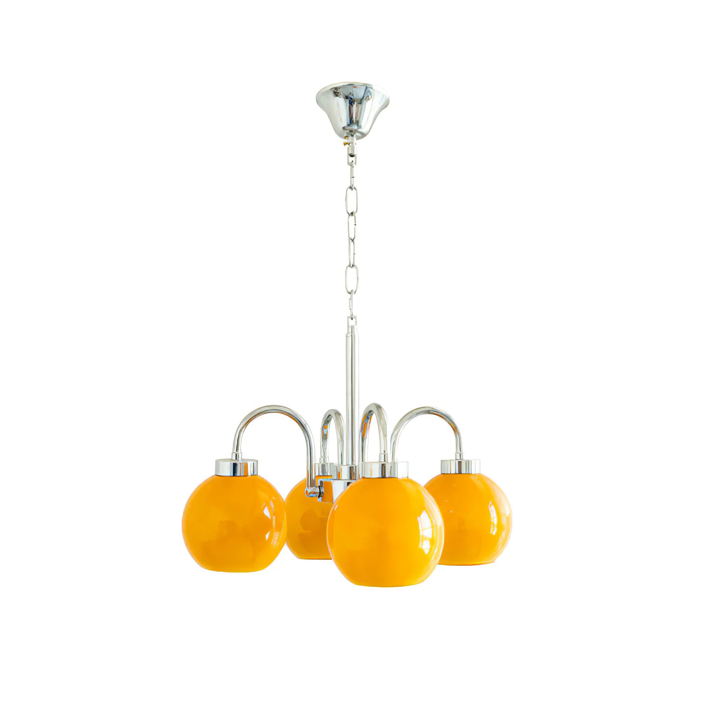 Lustra Chandelier Yellow Glass Globes-Neutral Decor