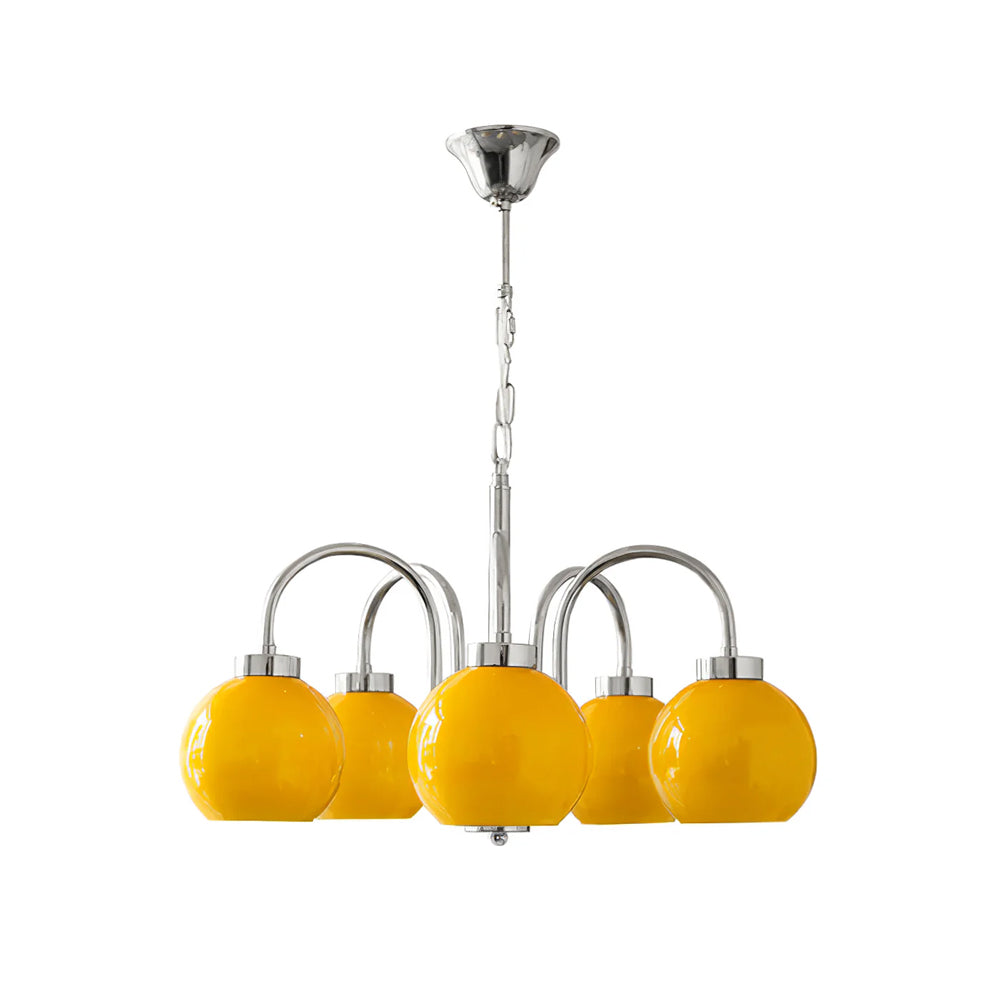 Lustra Chandelier Yellow Glass Globes-Neutral Decor