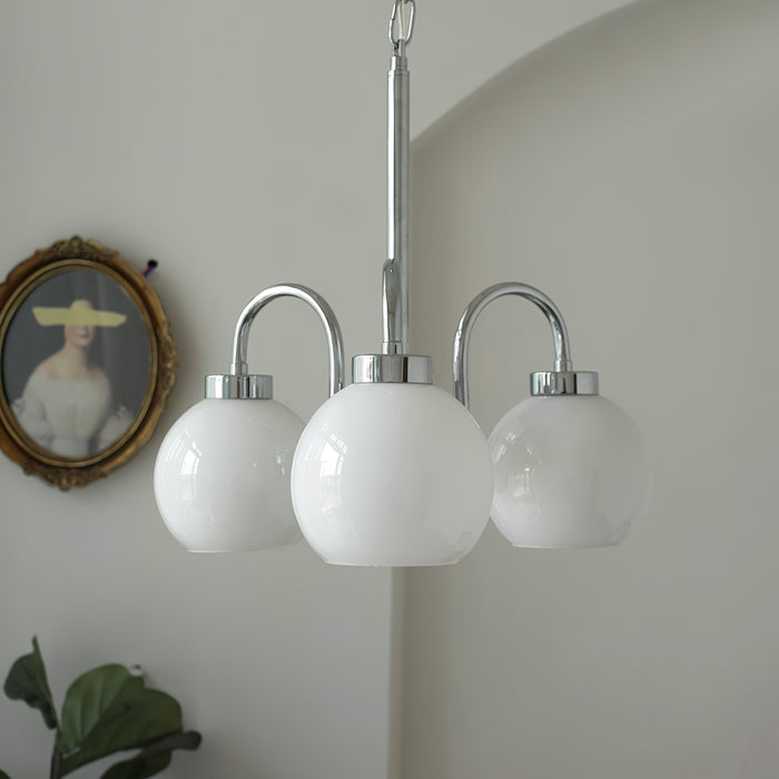 Lustra Chandelier Yellow Glass Globes-Neutral Decor
