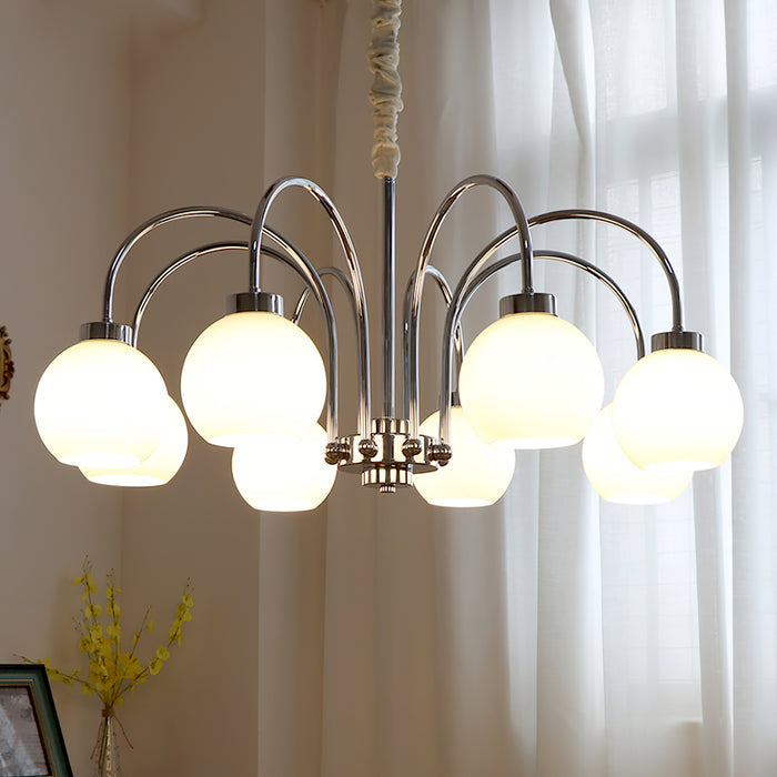 Lustra Chandelier Yellow Glass Globes-Neutral Decor