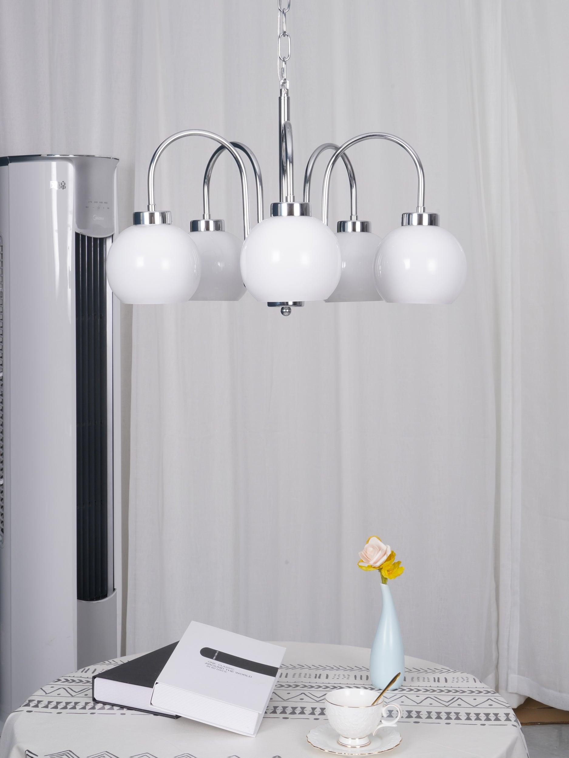 Lustra Chandelier Yellow Glass Globes-Neutral Decor