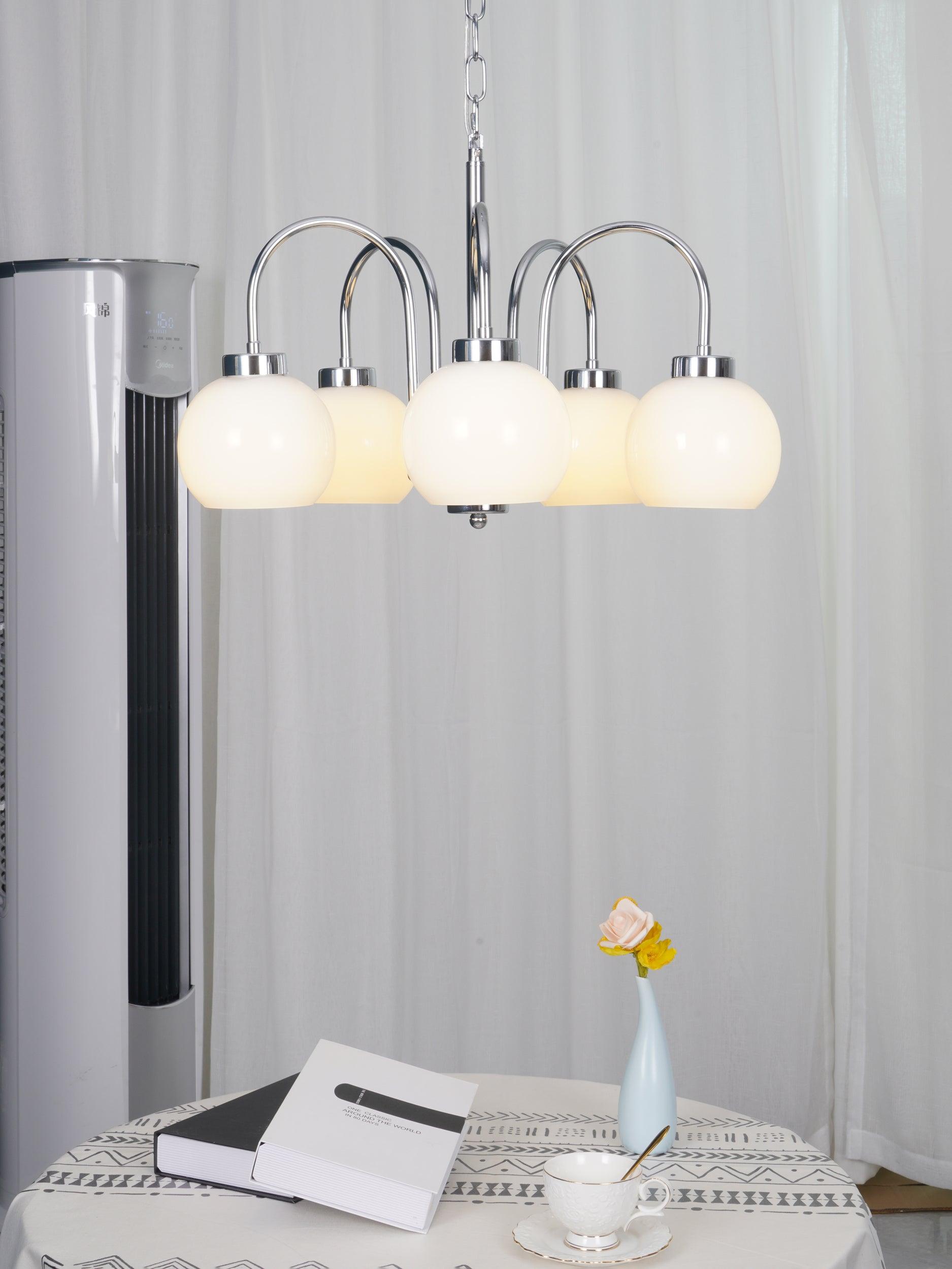 Lustra Chandelier Yellow Glass Globes-Neutral Decor