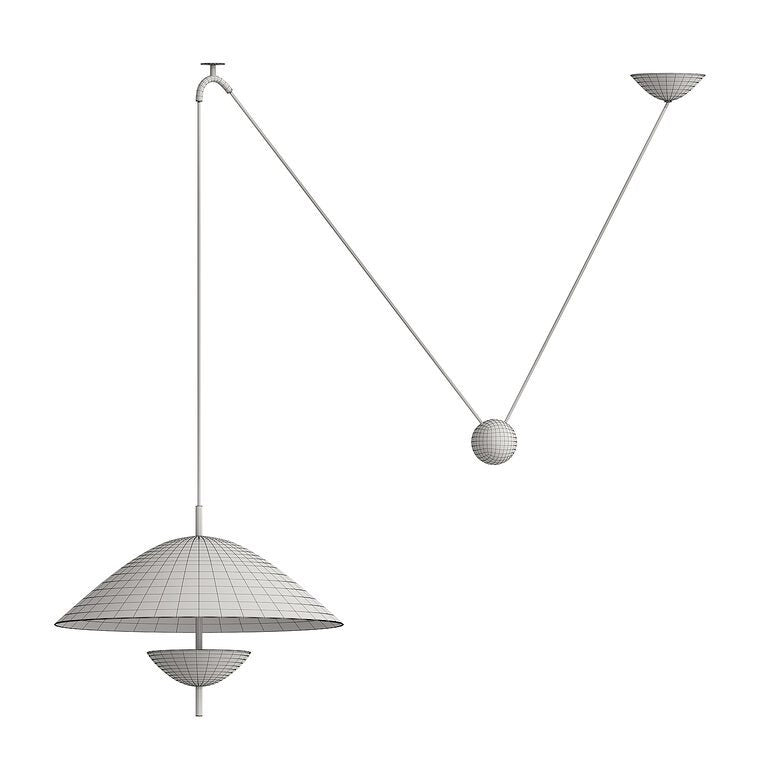 Diagram showing the dimensions of the Lod Pendant Lamp shade and hanging wire.