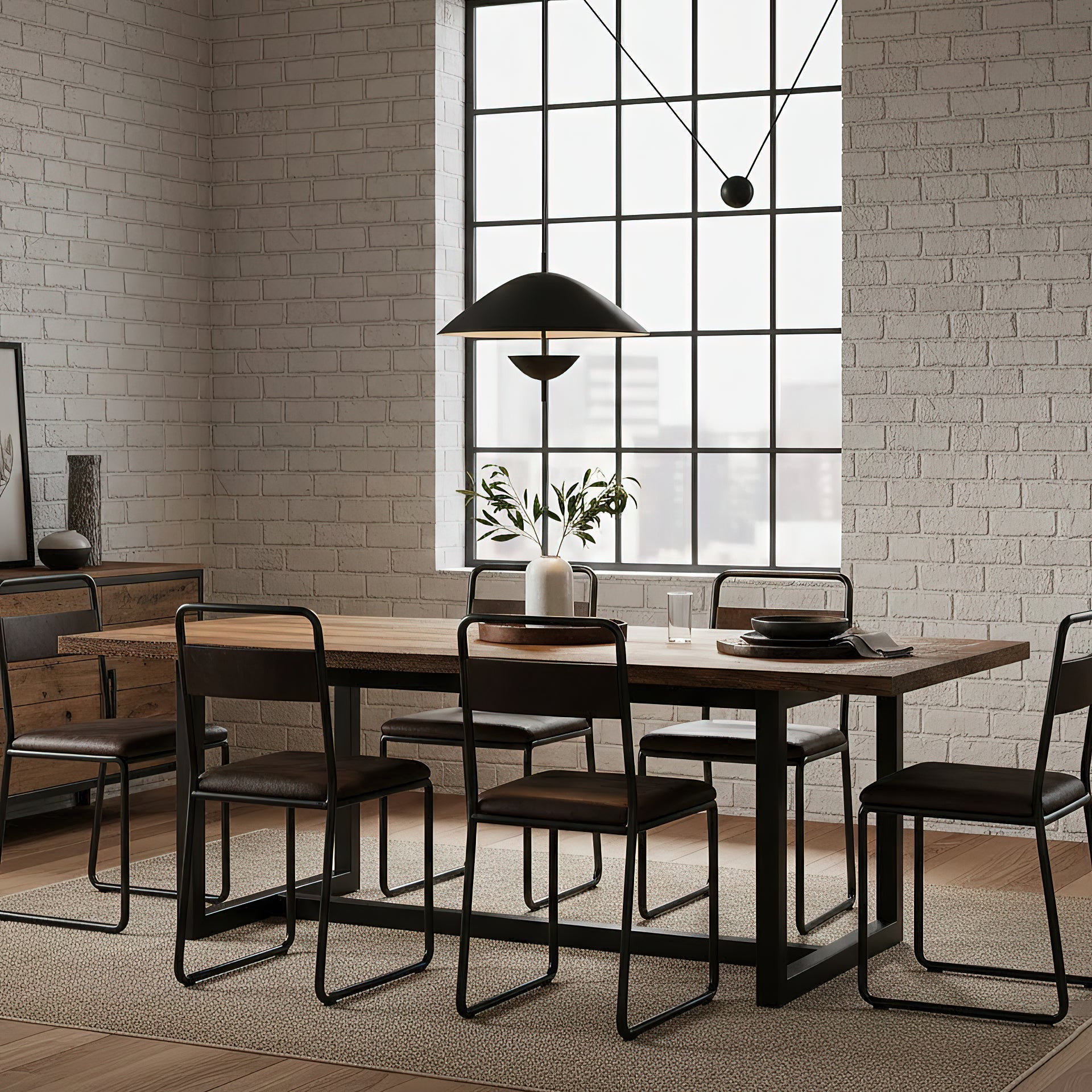 Side profile of the black Lod Pendant Lamp.