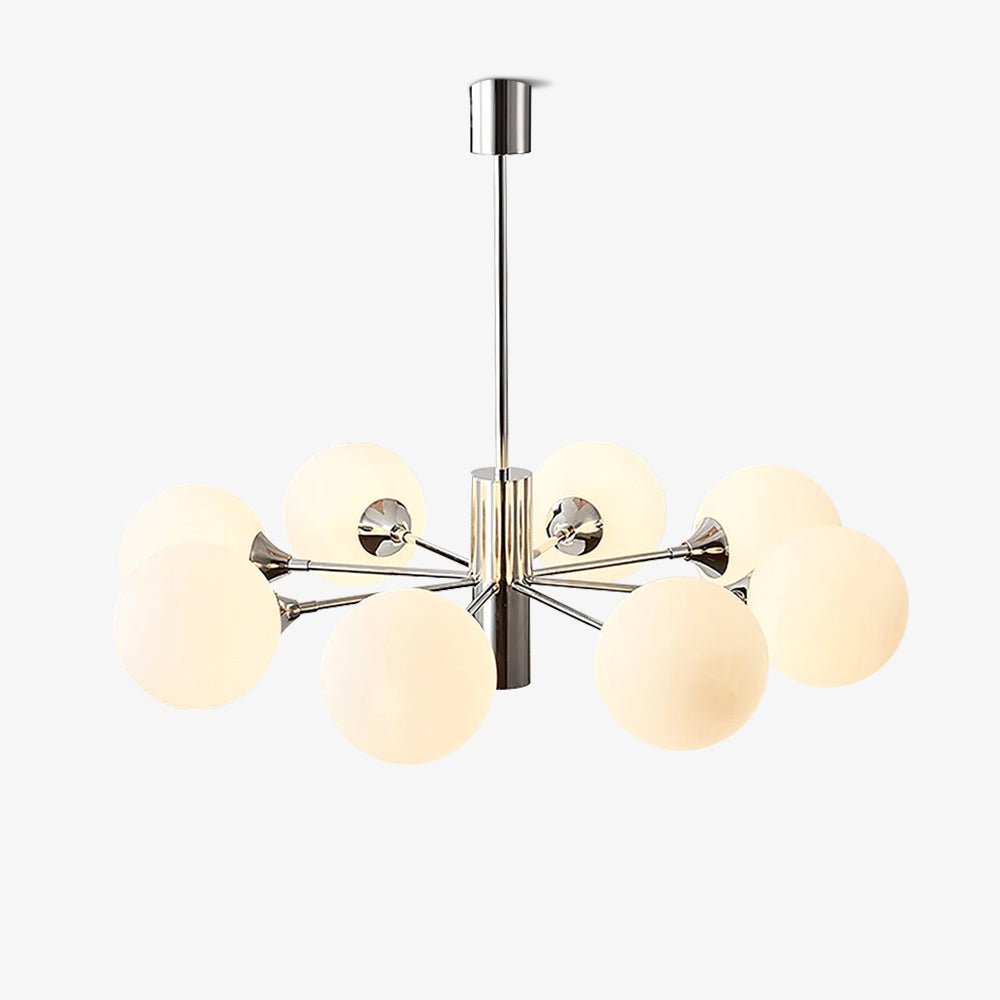 Lustra Chandelier Chrome Glass Globe-Neutral Decor