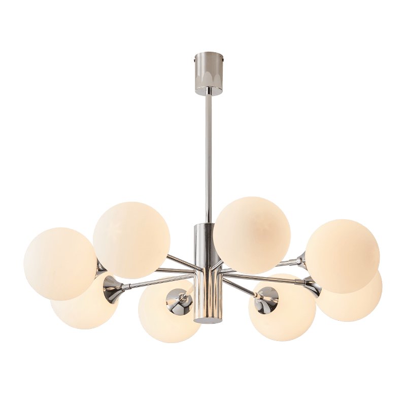 Lustra Chandelier Chrome Glass Globe-Neutral Decor