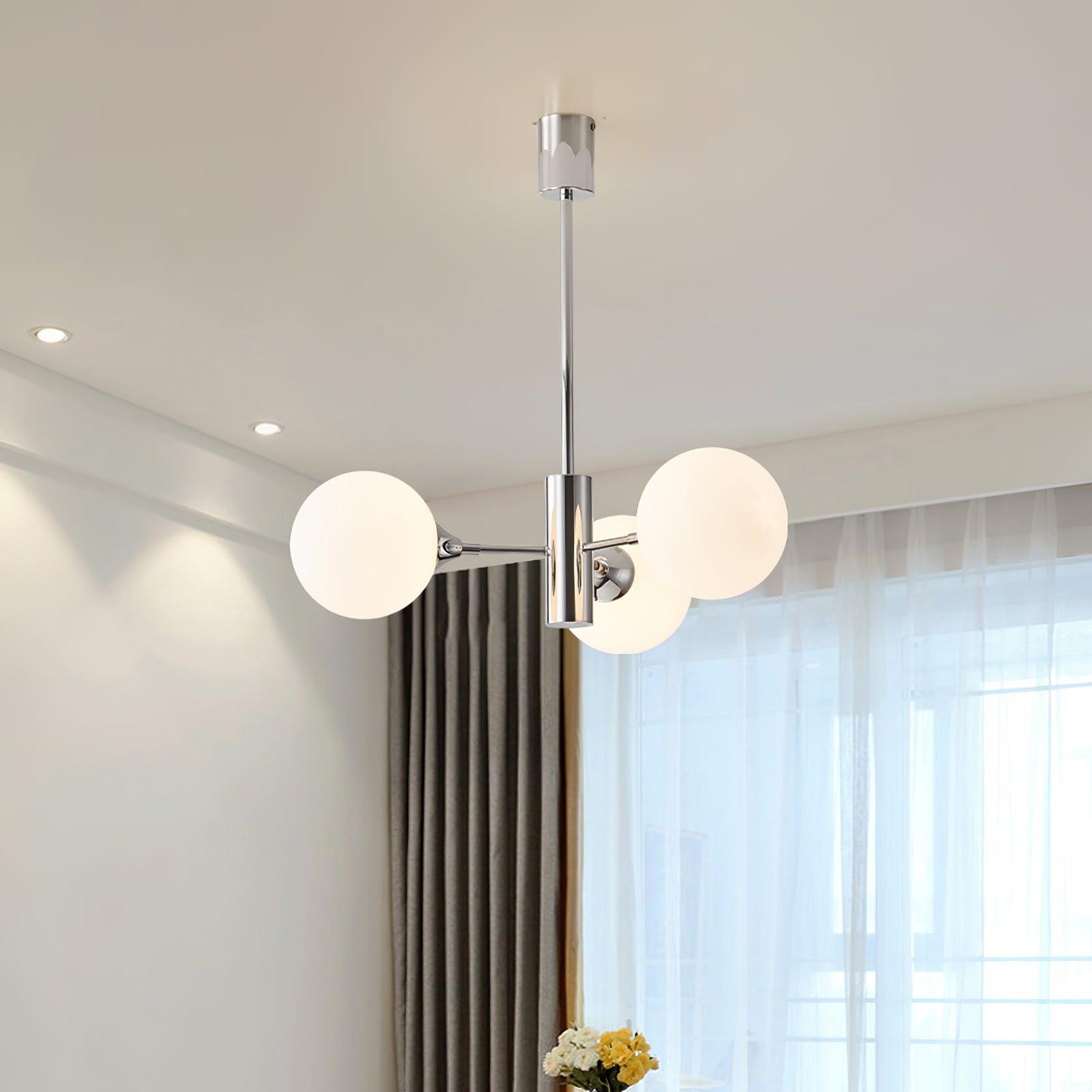 Lustra Chandelier Chrome Glass Globe-Neutral Decor