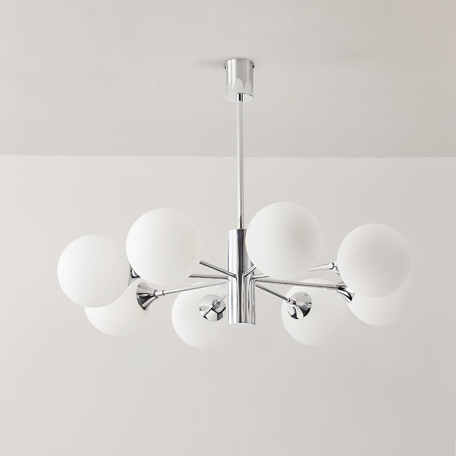 Lustra Chandelier Chrome Glass Globe-Neutral Decor