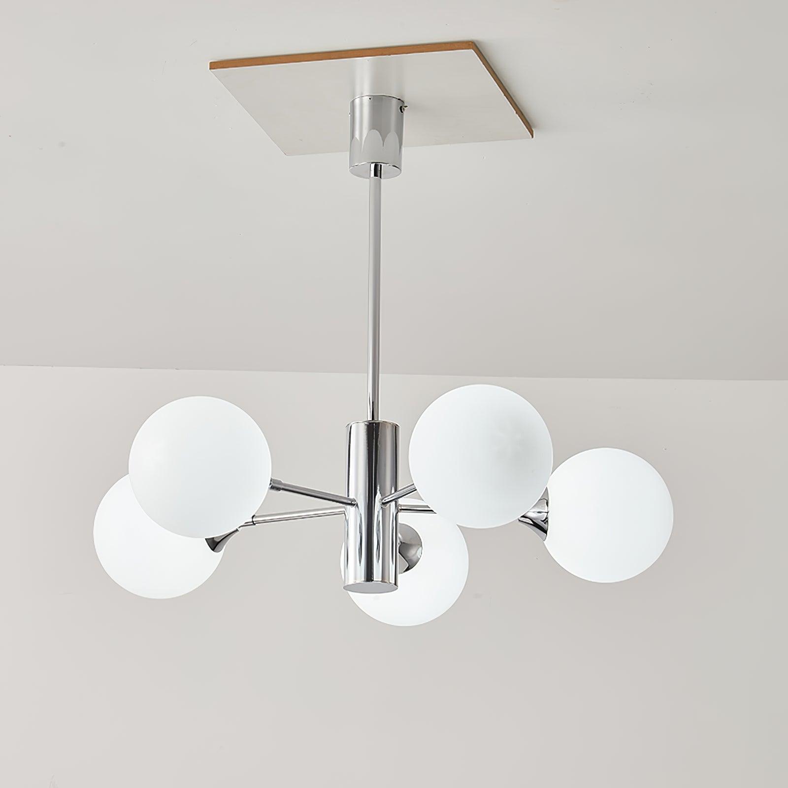 Lustra Chandelier Chrome Glass Globe-Neutral Decor