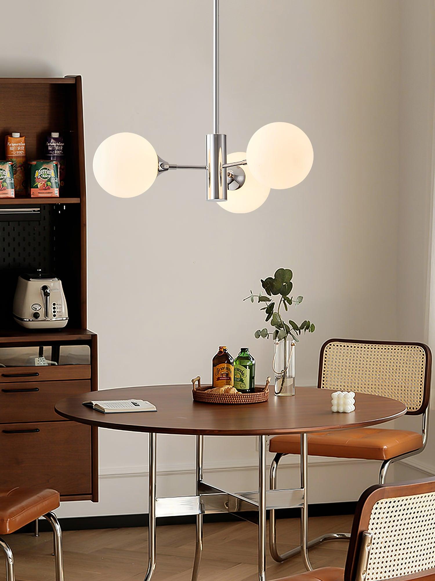 Lustra Chandelier Chrome Glass Globe-Neutral Decor