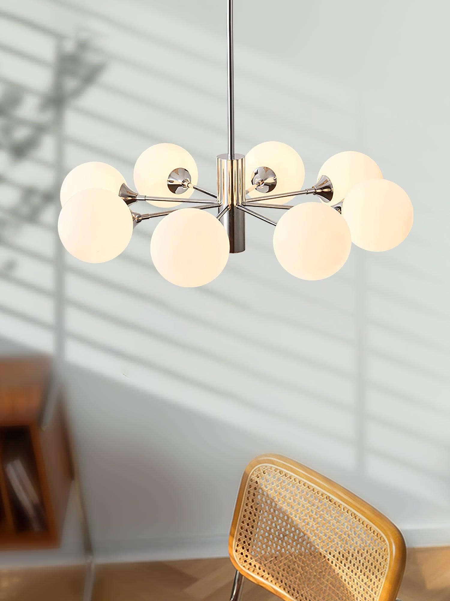 Lustra Chandelier Chrome Glass Globe-Neutral Decor