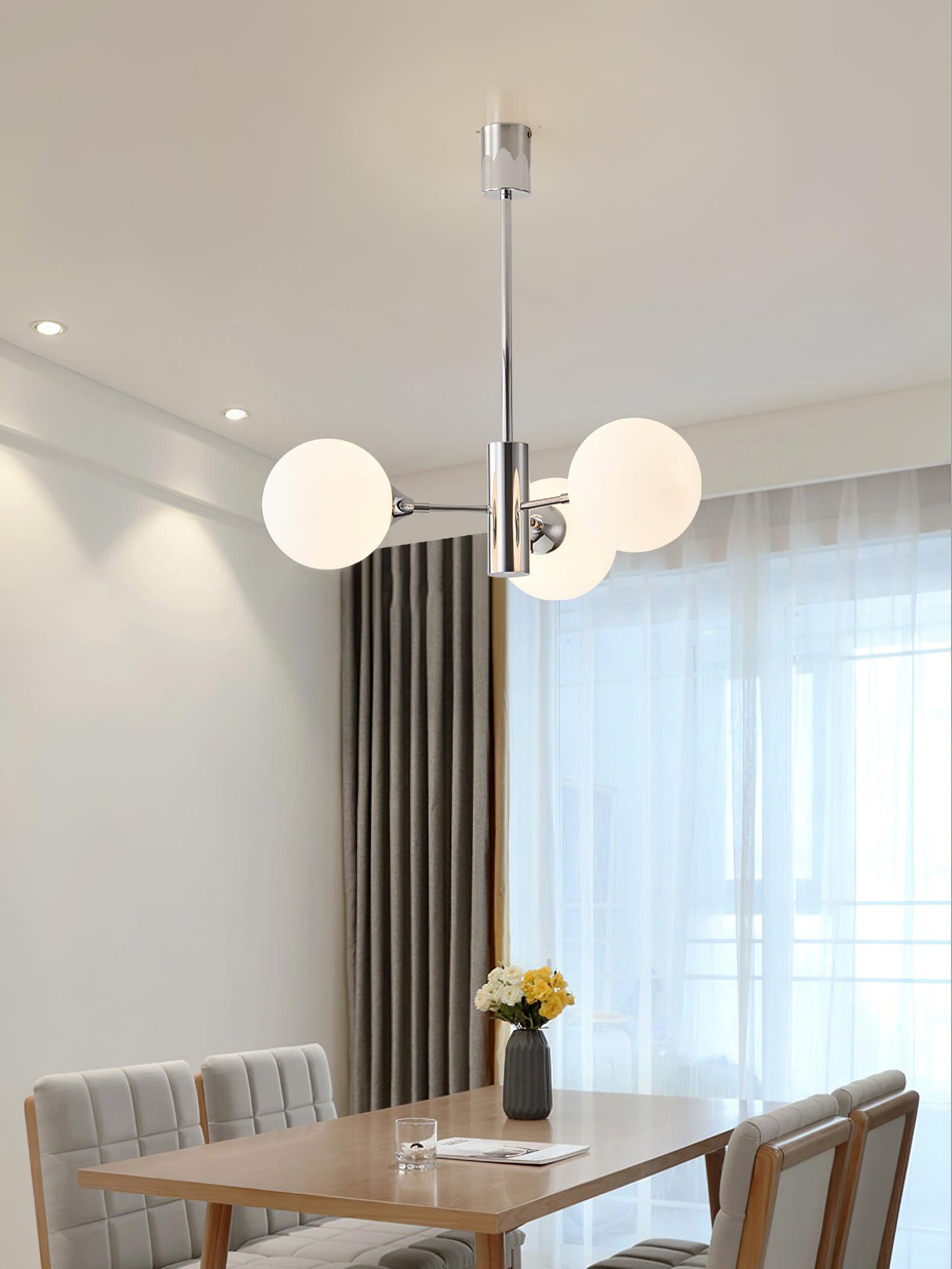 Lustra Chandelier Chrome Glass Globe-Neutral Decor