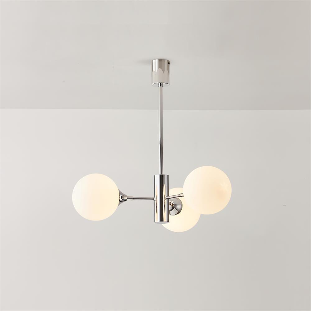 Lustra Chandelier Chrome Glass Globe-Neutral Decor