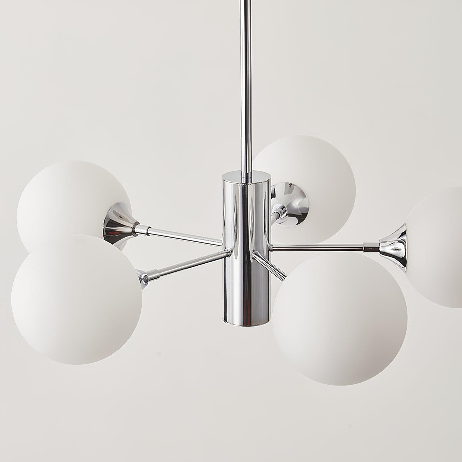 Lustra Chandelier Chrome Glass Globe-Neutral Decor