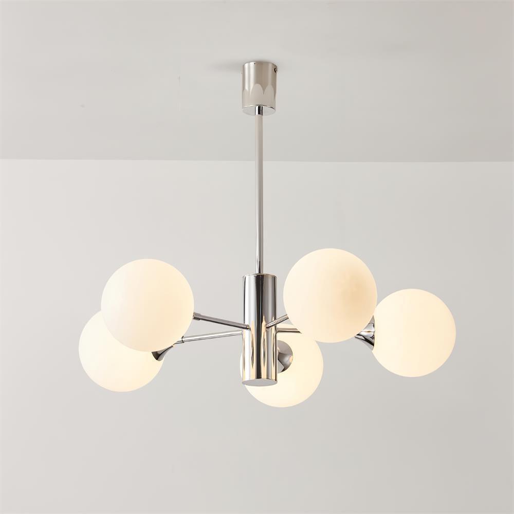Lustra Chandelier Chrome Glass Globe-Neutral Decor